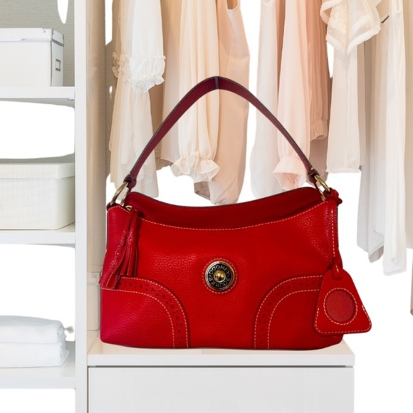 Dooney & Bourke Red Large Slouch French Leather Shoulder Bag Purse No.RU776 - Picture 2 of 9